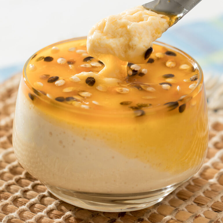 Foto de um Mousse de maracujá